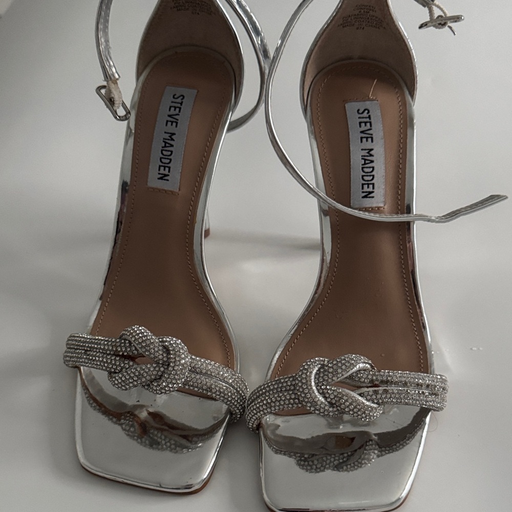 Steve Madden Metallic Silver Heels